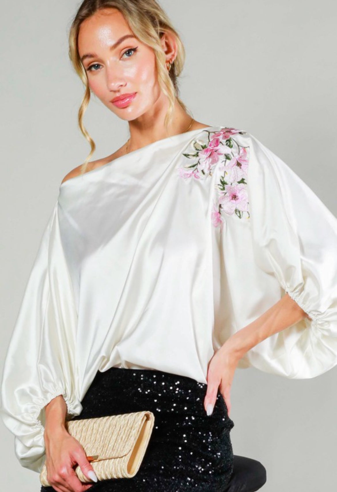 Natalia Champaign Satin Blouse