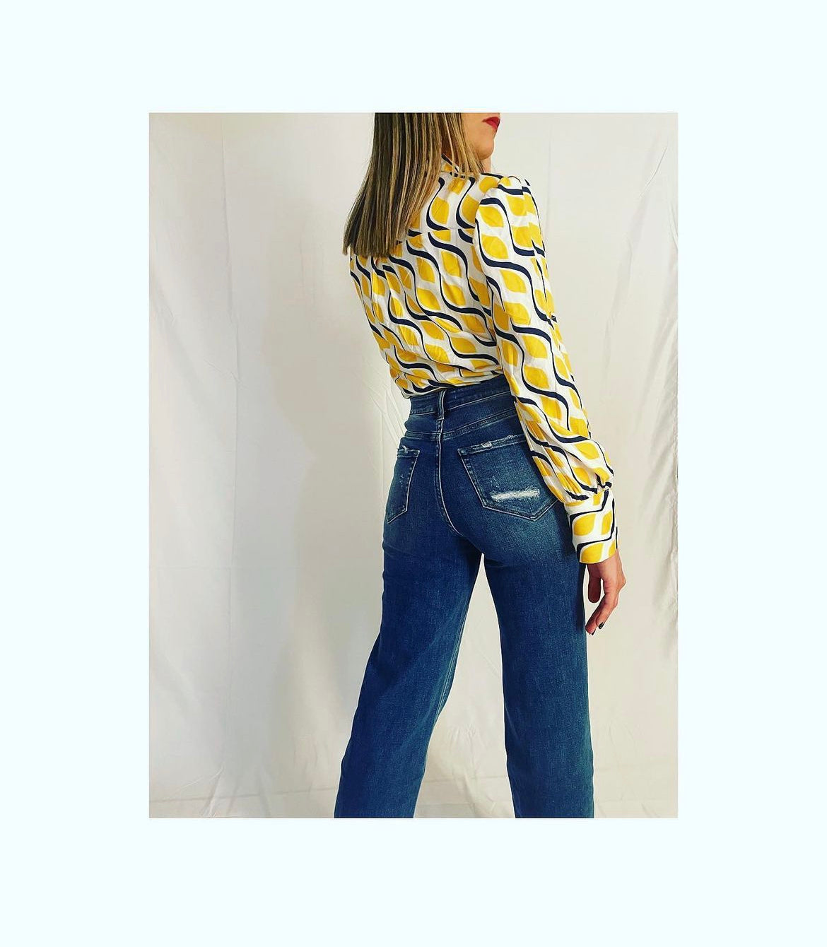 Long Sleeves Yellow Printed Top