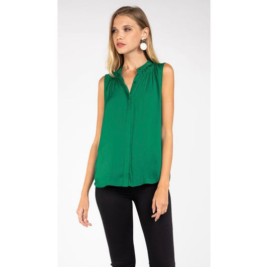 Sleeveless Banded Satin Top